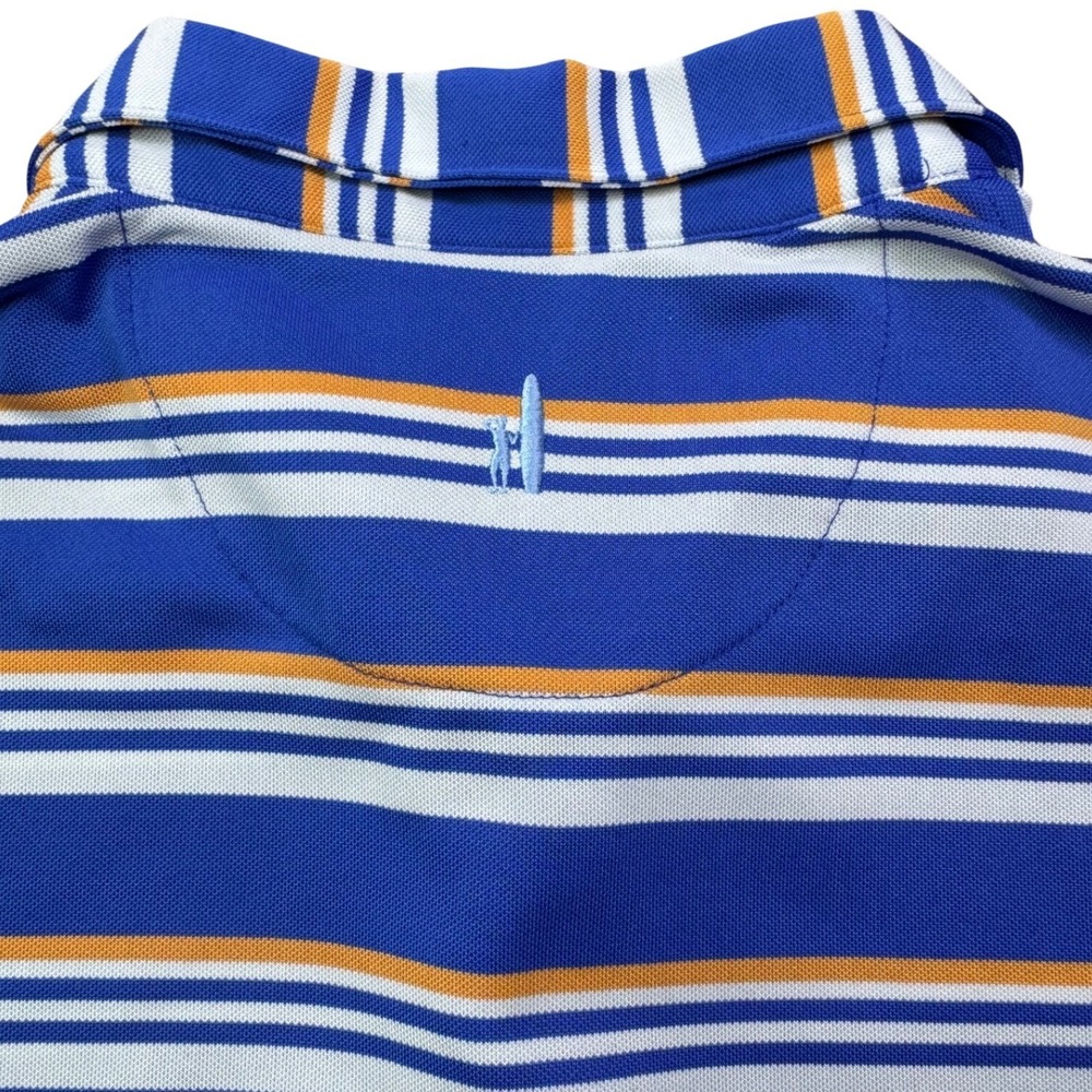 Johnnie-O Mens Striped Performance Polo Shirt Blue Orange White Mens Medium - Picture 8 of 8
